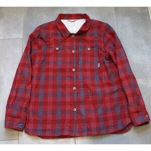 Stio Shirt Womens XL Red Hutkeeper Plaid Organic Cotton Flannel Button